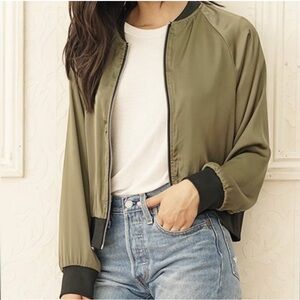 Dolce Cabo Olive Green Bomber Jacket Small